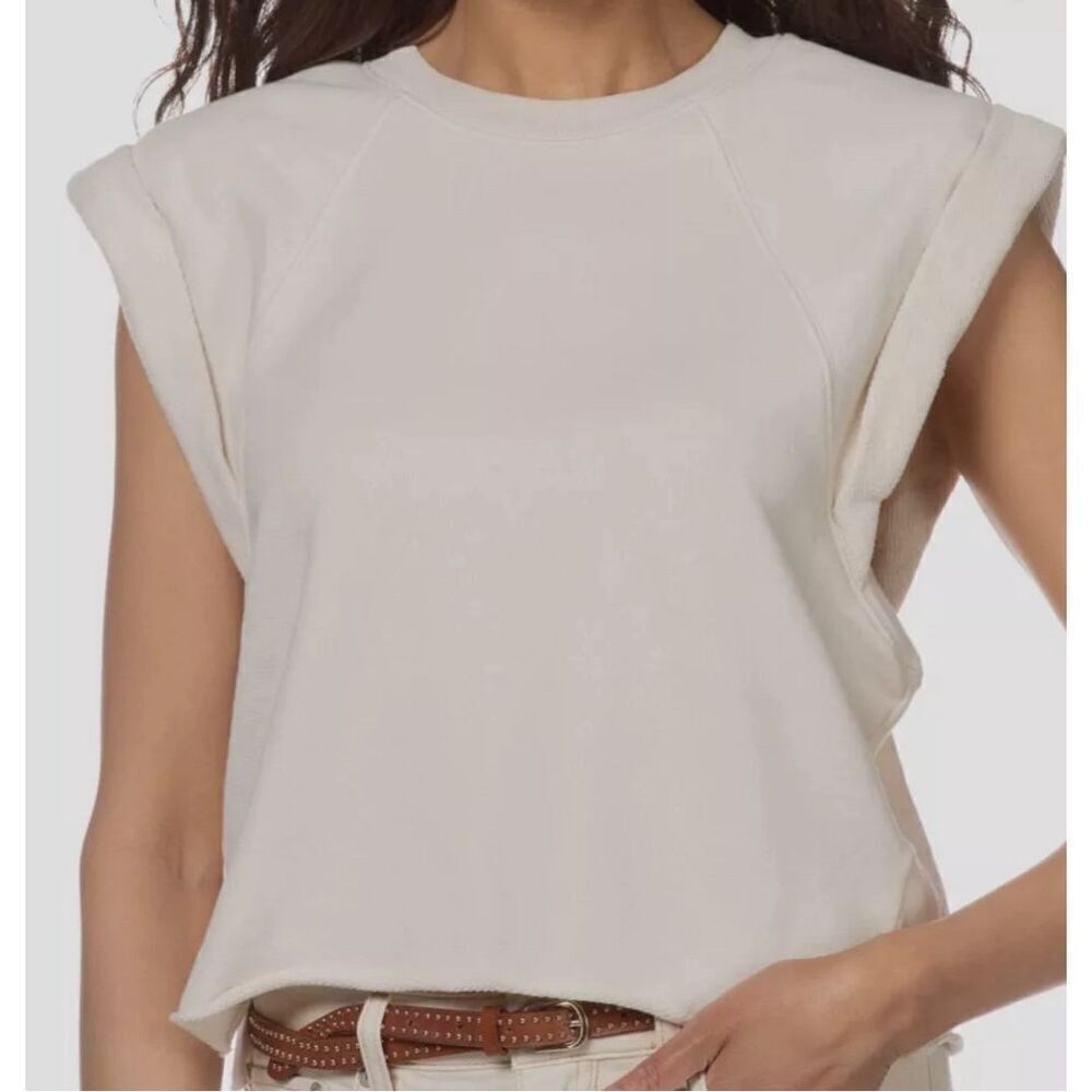 Frame $168 Women's White Crewneck Roll Sleeve Sweatshirt Sweater‎ Size XS